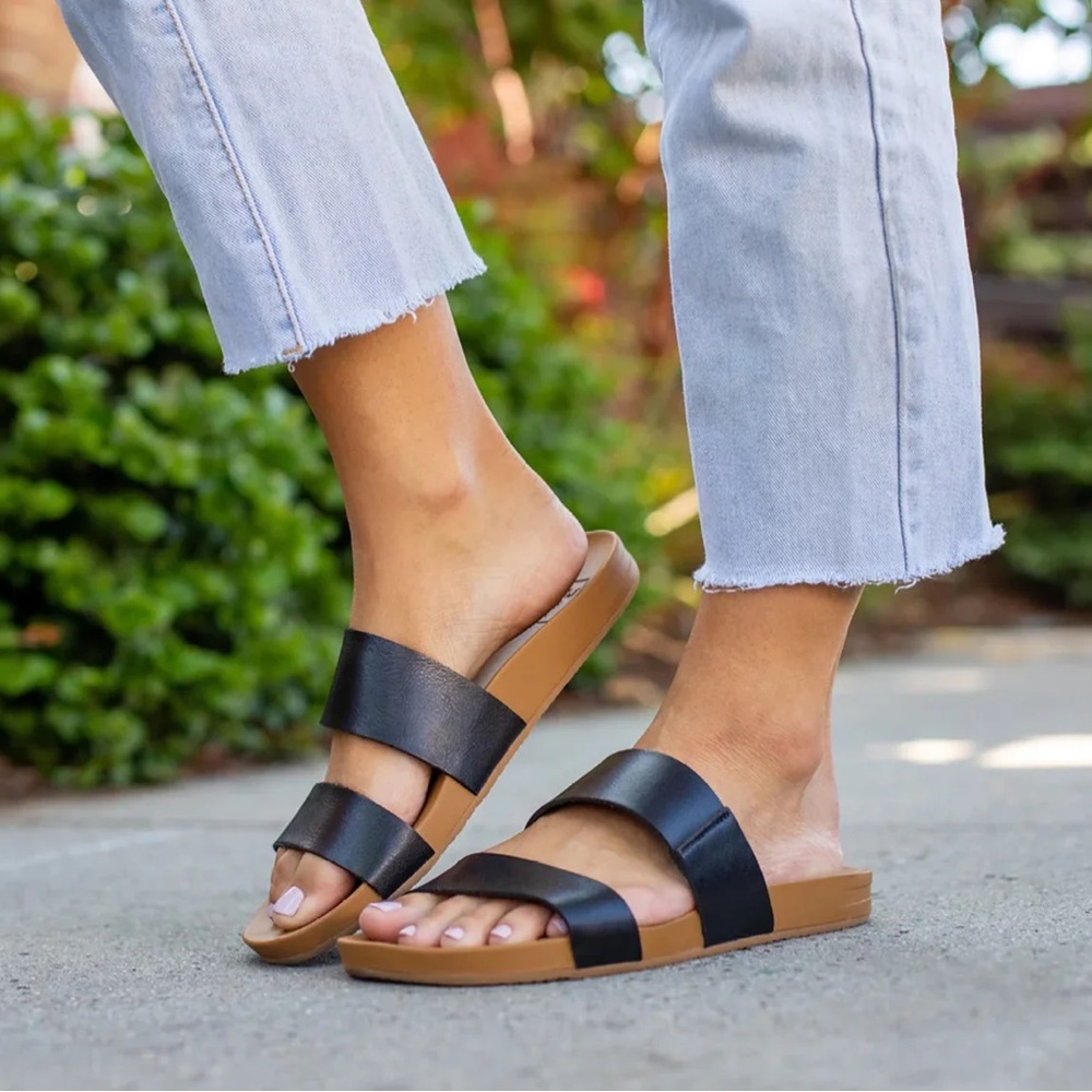 Reef Women’s Two Strap Sandal | Cushion Vista | Black/Natural | Size 11